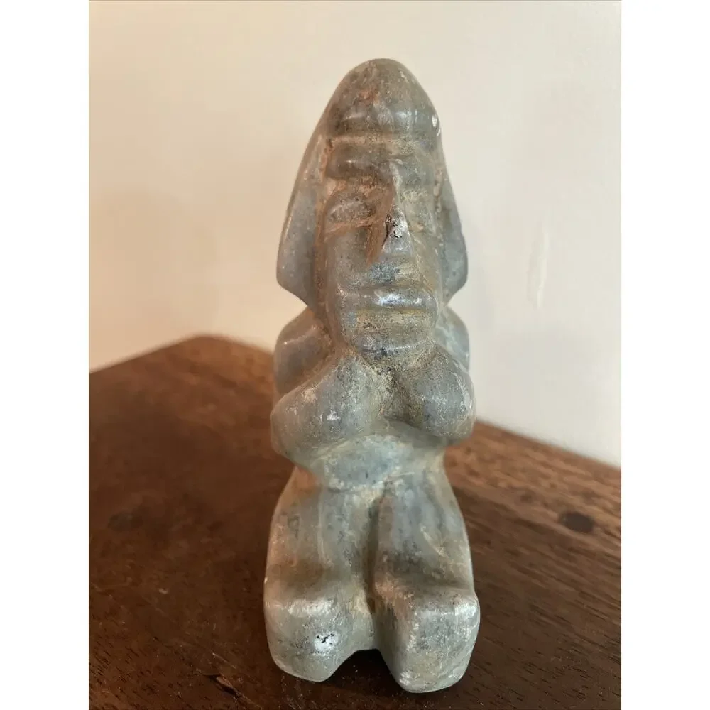 Pre- Colombian Stone Carved Aztec Mayan Warrior, Sculpture